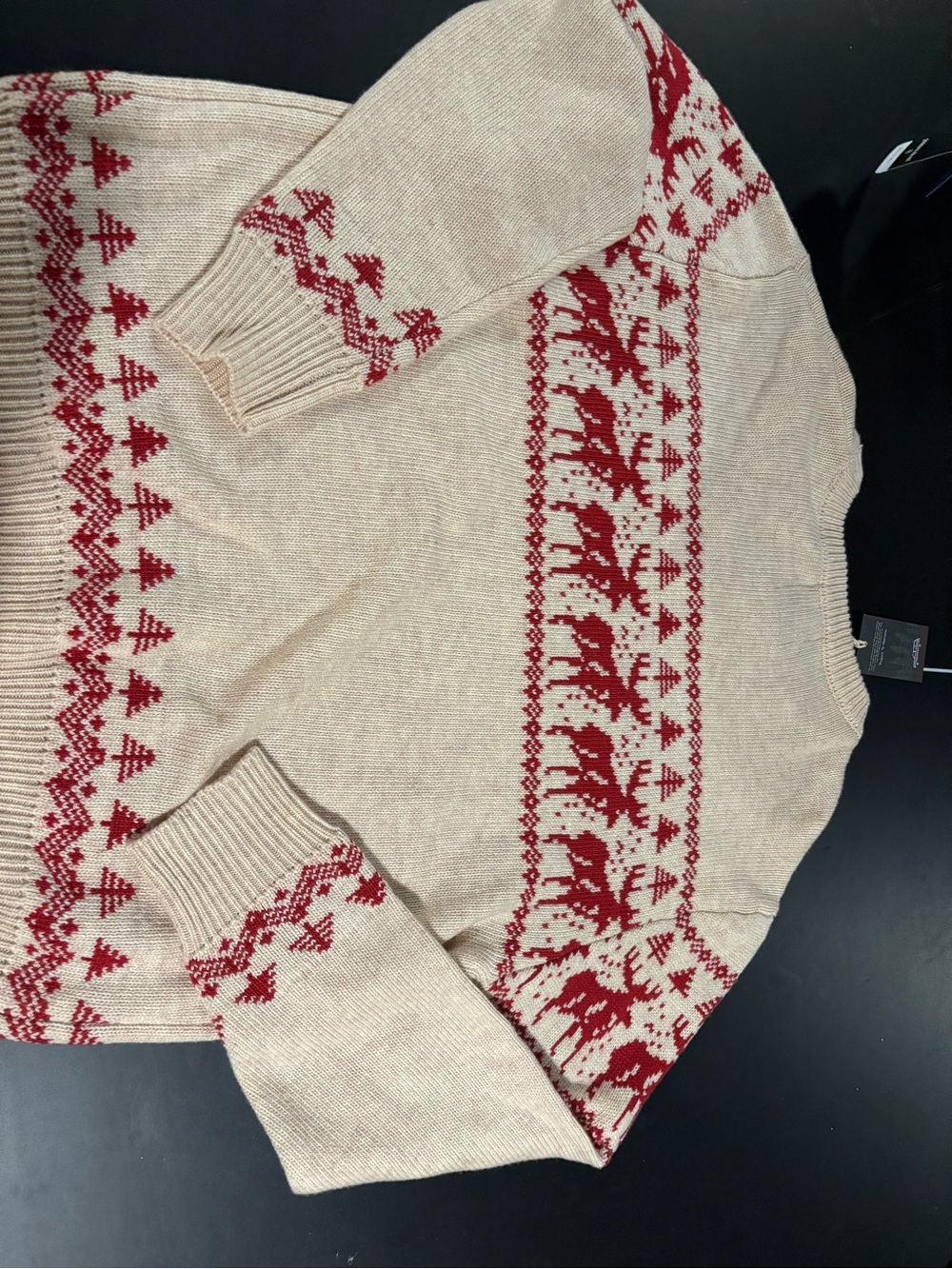 Kiel James Patrick Cream and Red Fair Isle Crewneck Sweater - Picture 4 of 4